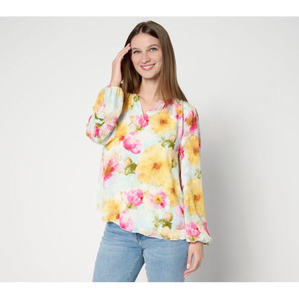 Studio Park Women's Top Plus Sz 2X x Terri Conn Clip Multi-colored